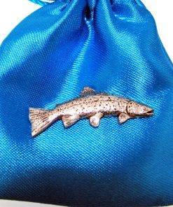 Pewter Salmon Fly Fishing Brooch Pin Quality