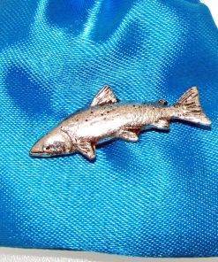 Salmon Pin Badge - high quality pewter gifts from Pageant Pewter