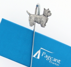 Westie Bookmark - high quality pewter gifts from Pageant Pewter